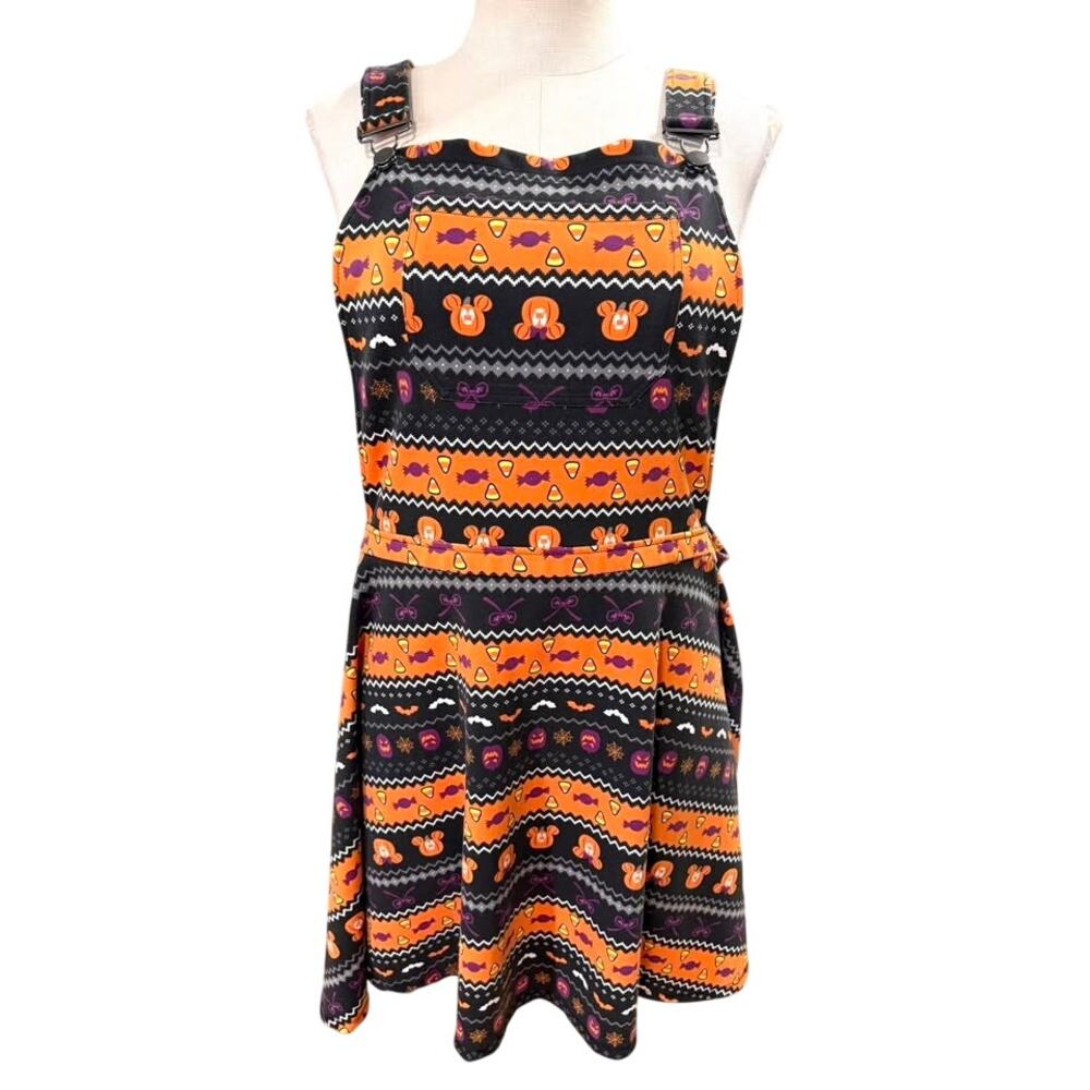 Disney Mickey Minnie Pumpkin Candy Corn Halloween‎ Overall Dress Her Universe 5X